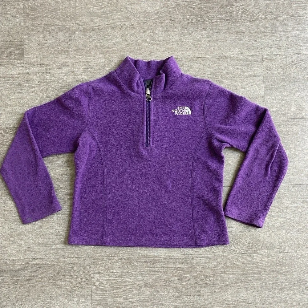 The North Face Purple 3/4 Zip Purple Fleece Pullover Cozy Size Girls XS (6) 1315